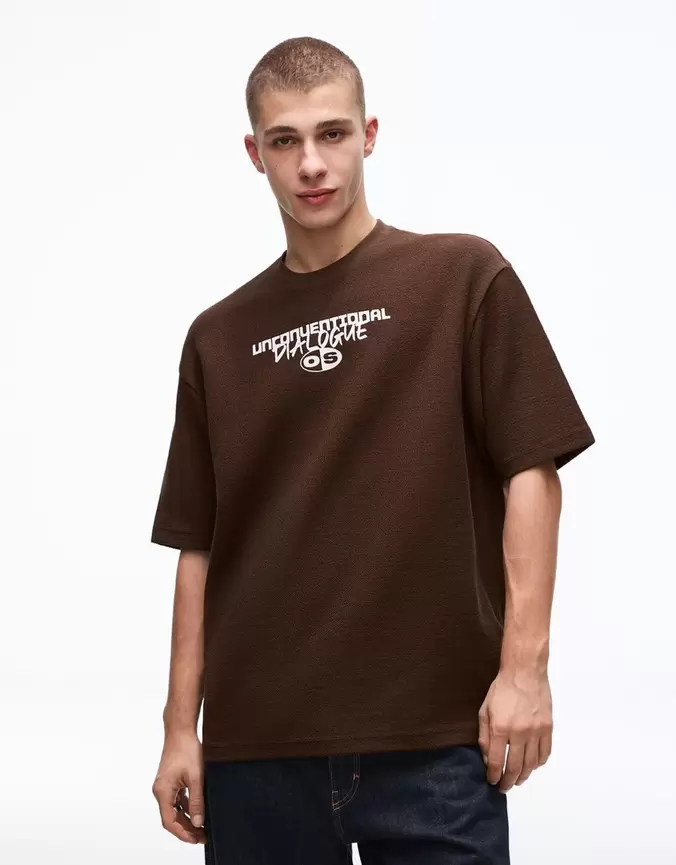 T-shirt manches courtes imprimé molleton