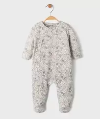 Pyjama en velours fleuri à ouverture devant bébé