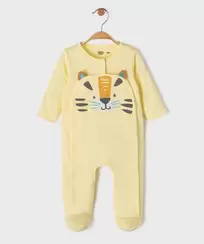 Pyjama en coton ouvert devant motif félin bébé garçon