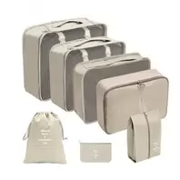 Pack 7Pcs Sac de Rangement pour Voyage de Valise BEIGE, Organisateur de vêtements