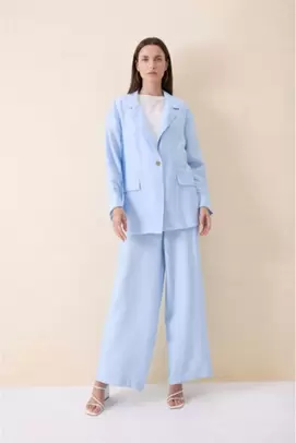 Veste bleu clair à manches longues Coupe régulière