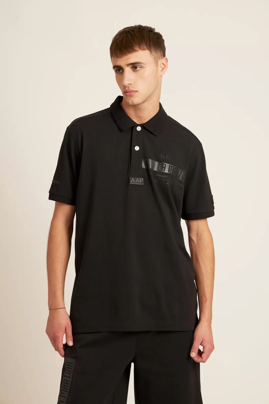 Men’s stretch piqué polo Luxury Black - Collin