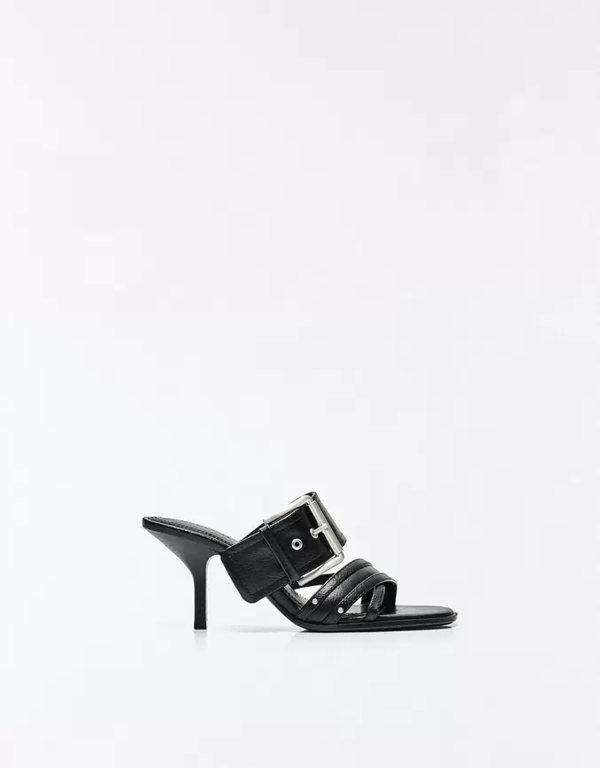 SANDALES MULES À TALON AVEC BOUCLE