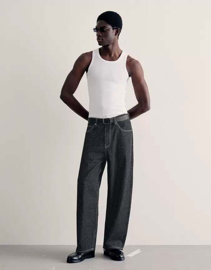 Jeans barrel rayé