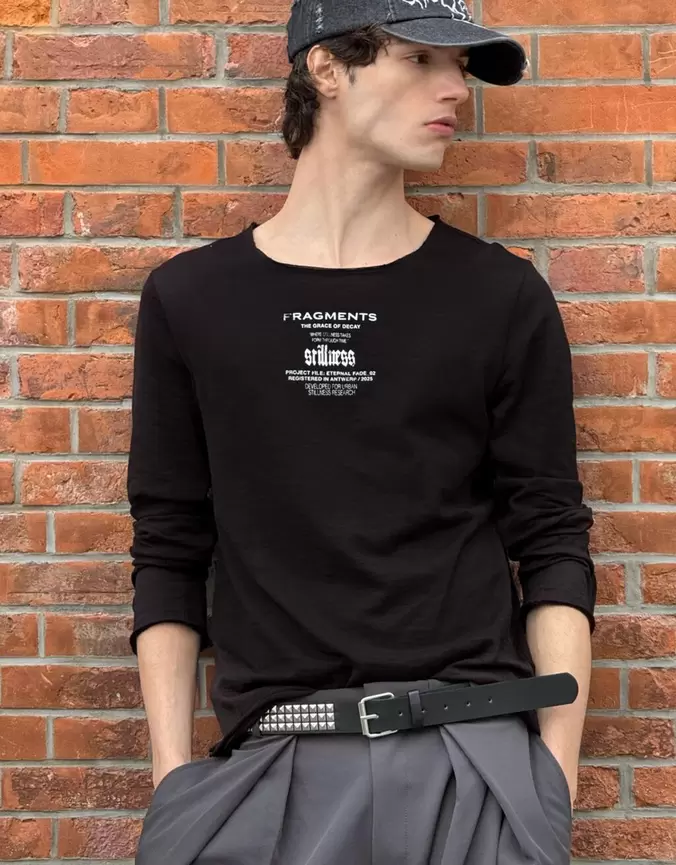 T-shirt slim à manches longues imprimé