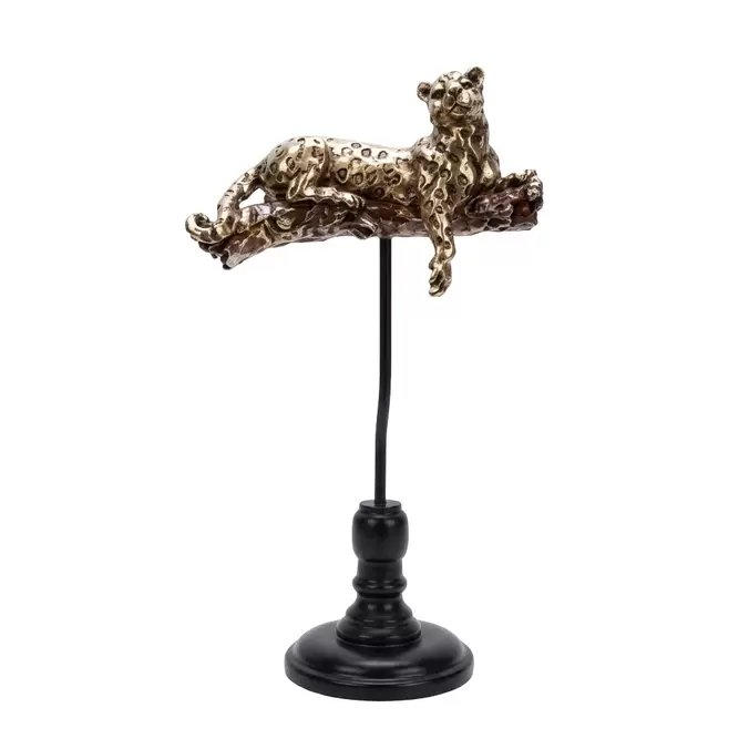 STATUE LÉOPARD DORÉ SUR PIED 20,5×11,9×38 CM