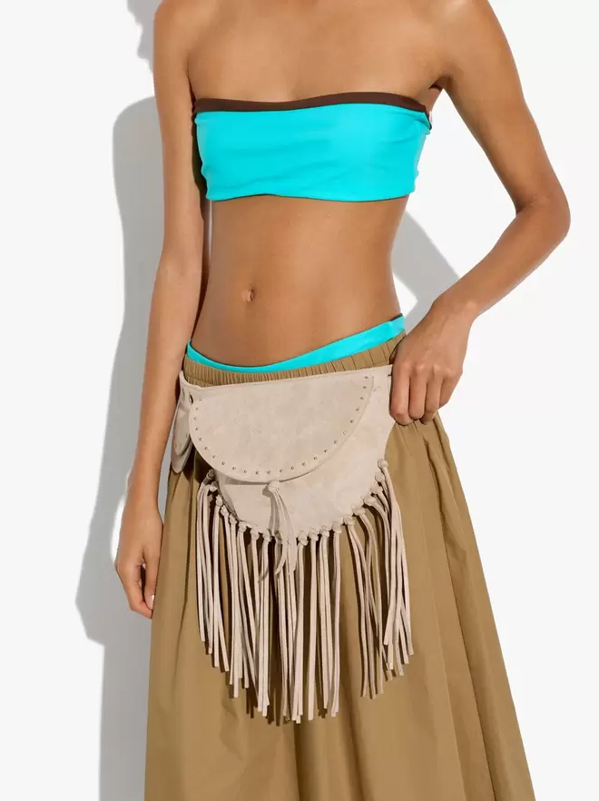 Sac banane effet cuir avec franges