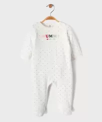 Pyjama en velours à motifs coeurs et message brodé bébé fille
