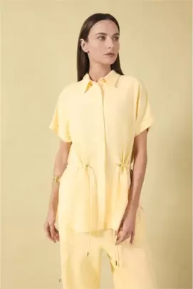 Chemise en lin mélangé à manches courtes Coupe régulière