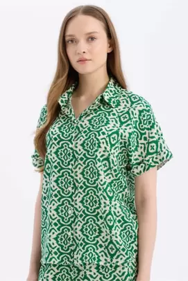 Regular Fit Shirt Collar Short Sleeve Shirt