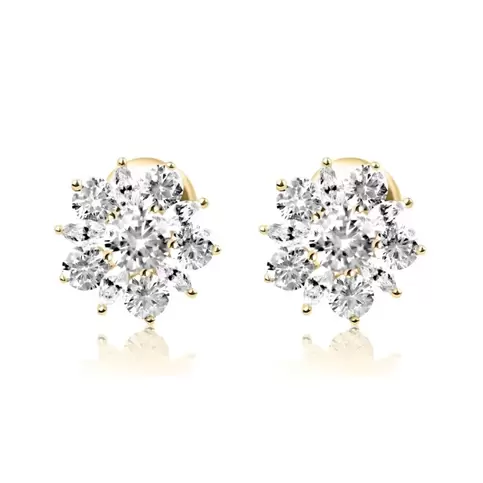 Puces d'oreilles marguerite Excellence Plaqué Or 18K 3Mic