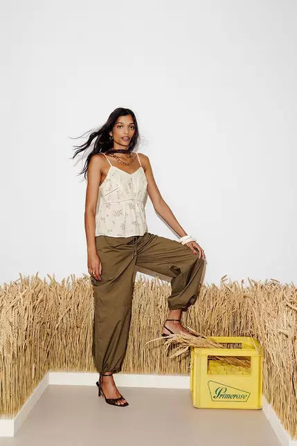 Top fleuri à bretelles Femme