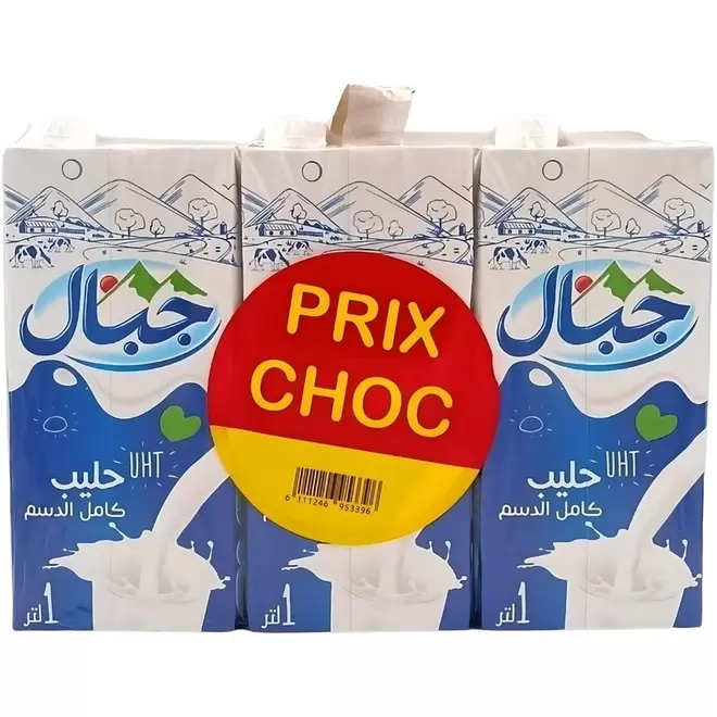 PACK LAIT UHT ENTIER JIBAL X 6 1L