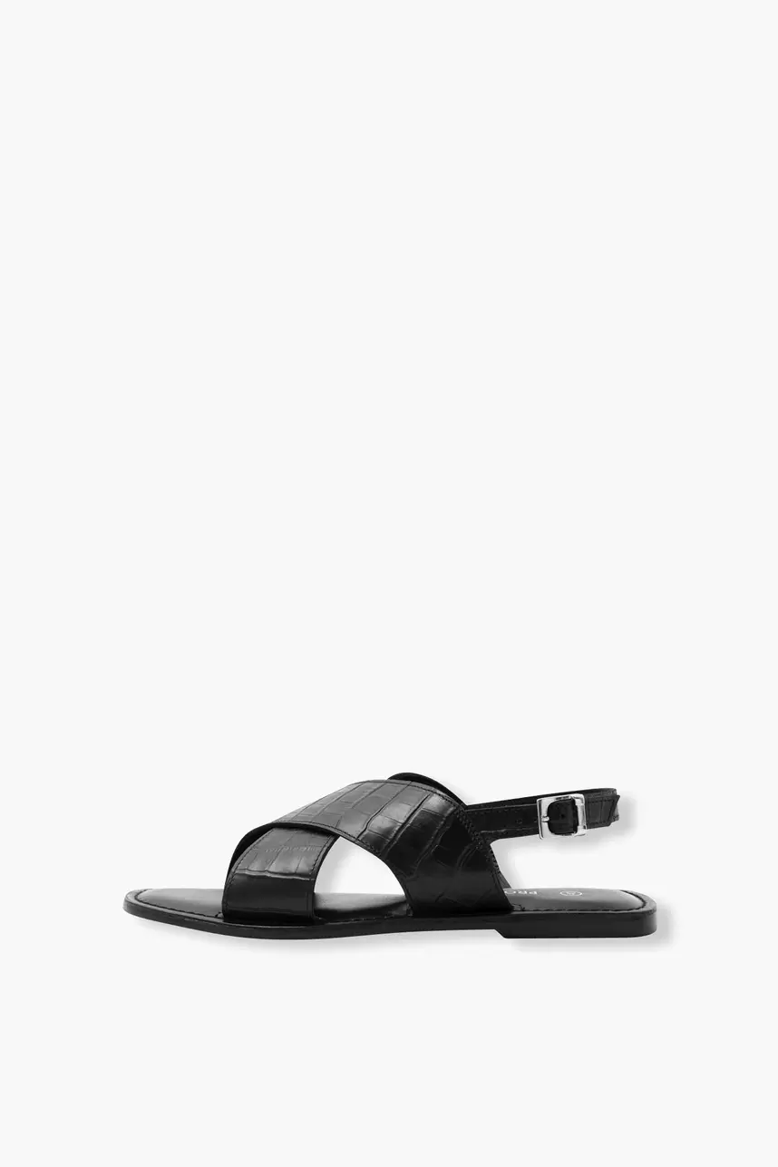 Sandales en cuir effet croco