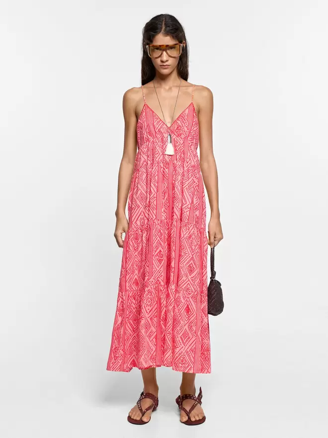 Robe imprimée à bretelles 100 % en coton