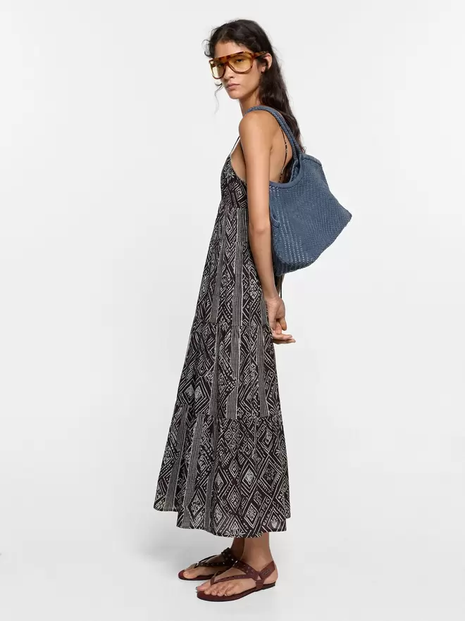 Robe imprimée à bretelles 100 % en coton