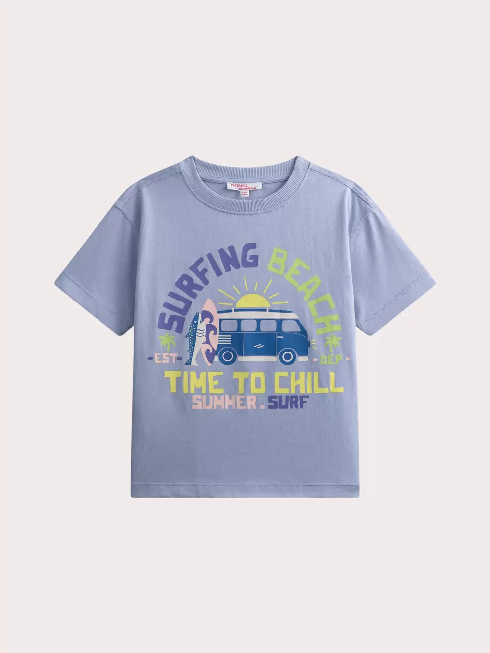 T-shirt bleu avec animation surf