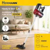 Hermann Aspirateur 4 en 1 à main 3500W //à fil, technologie sans sac cyclonique