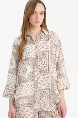 Chemise imprimée à manches longues Coupe régulière