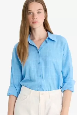 Oversize Shirt Collar Long Sleeve Shirt