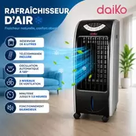Daiko Ventilateur Colonne Réservoir 6L Télécommande Oscillation 120°, Minuterie 12h, VAC-7600DK