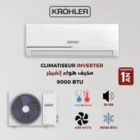 KRÖHLER Climatiseur Inverter Split Système Chaud & Froid - 9000 BTU