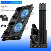 Support PS4 Chargeur Manette PS4 Pro PS4 Slim PlayStation 4 + 2 Ventilateur PS4 Refroidissement + Hub 3 USB