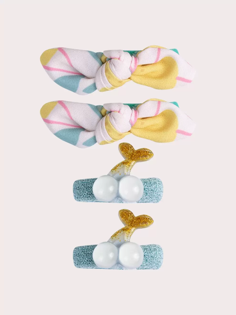 Lot de 4 élastiques nœuds et cerise pour fille