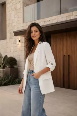 BLAZER FLUIDE À MANCHES RETROUSSÉES