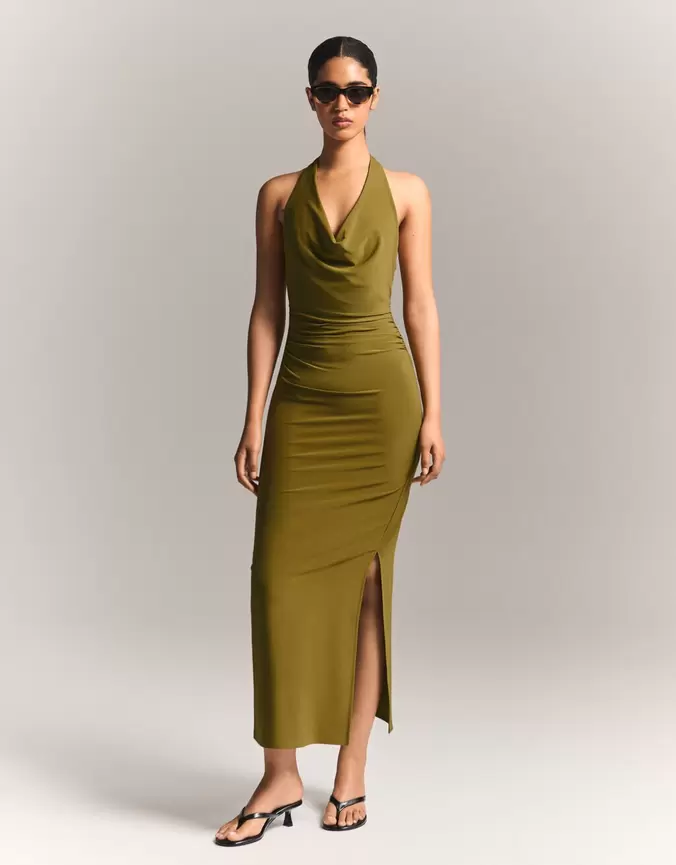Robe midi encolure américaine