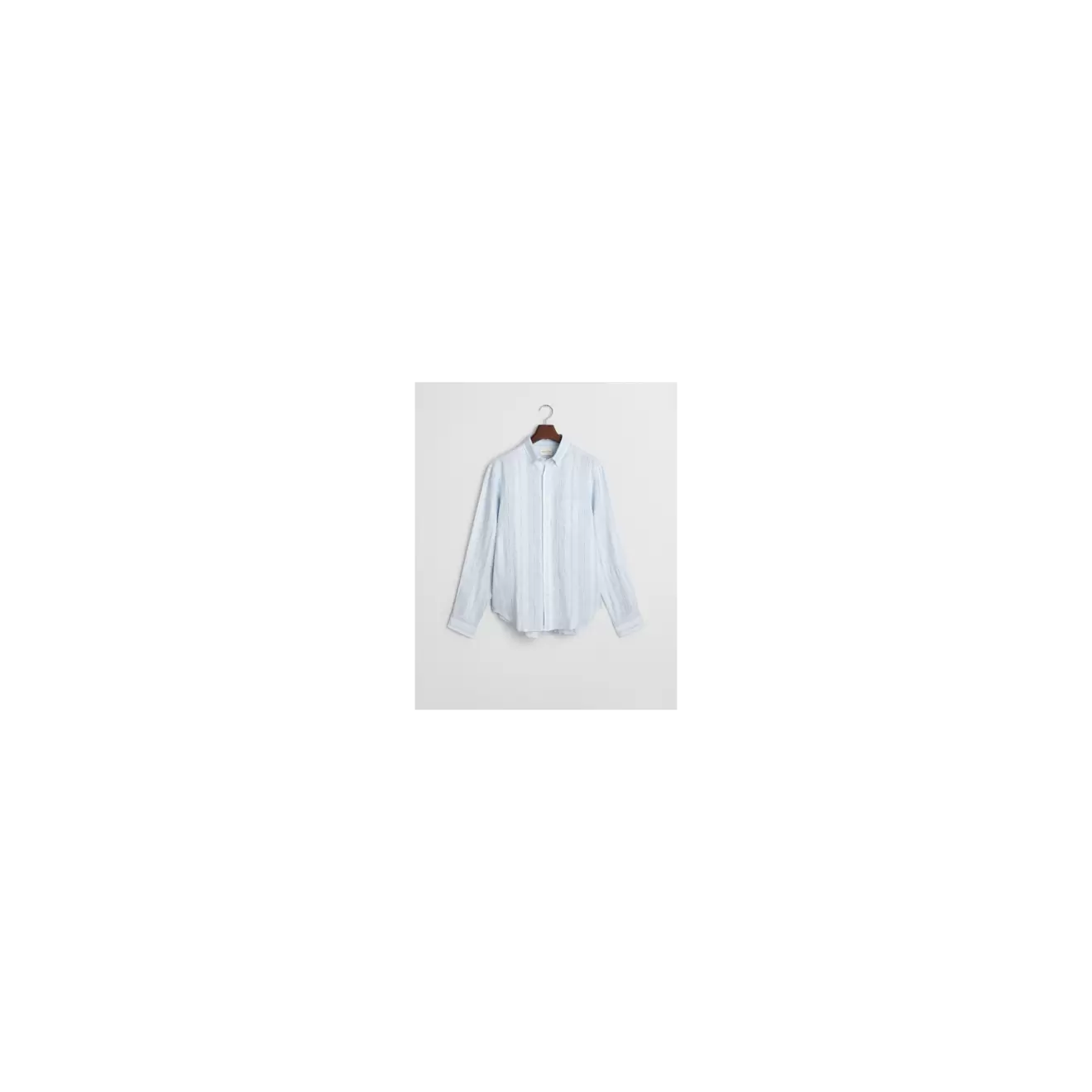Chemise à manches courtes en coton et lin à rayures coupe classique