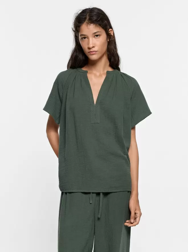 Blouse avec effet froissé 100% coton
