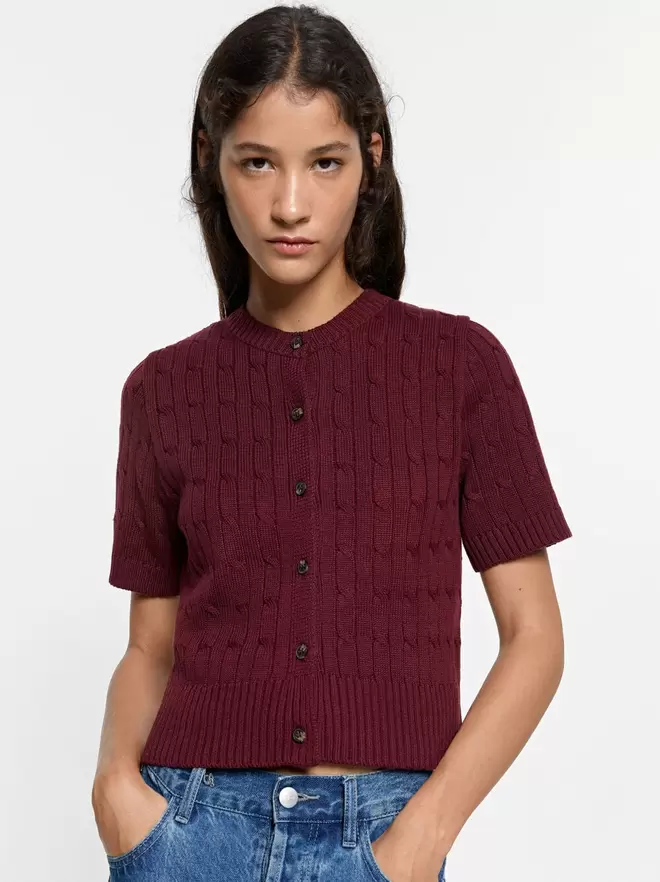 Cardigan en maille avec effet tressé