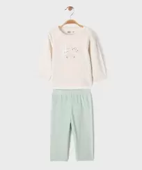 Pyjama 2 pièces en velours à motifs animaux bébé fille