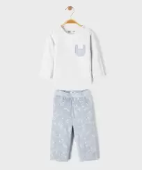 Pyjama 2 pièces en velours motifs lapins bébé garçon