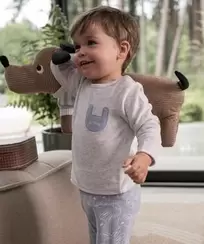 Pyjama 2 pièces en velours motifs lapins bébé garçon