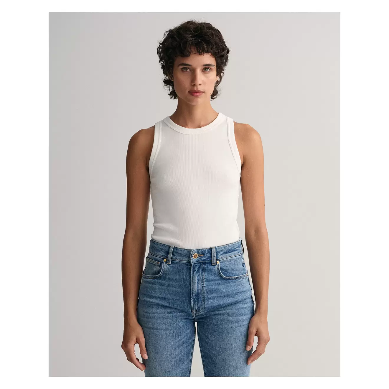 HIGH NECK RIB TANK TOP