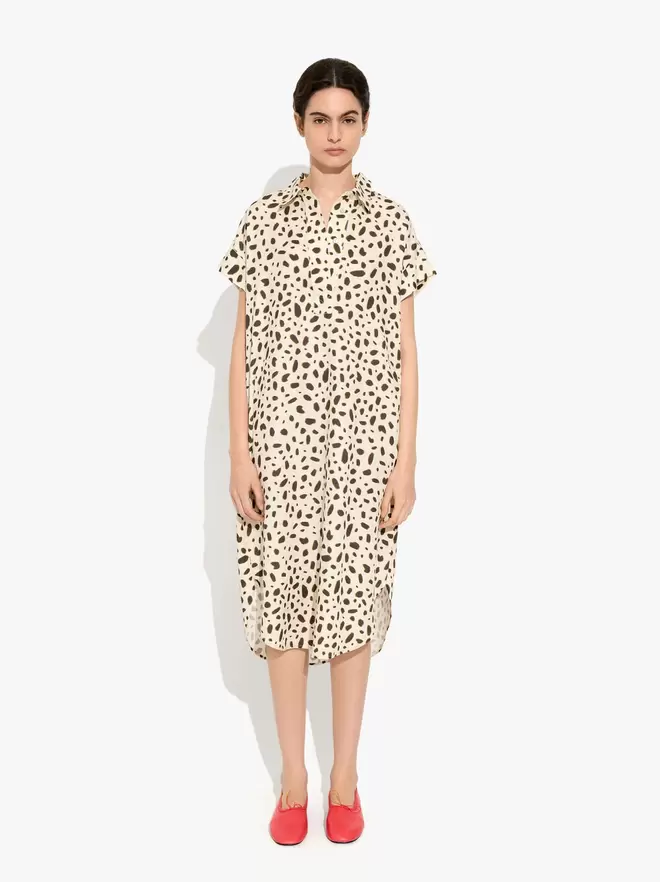 Robe midi à imprimé animal 100 % en lyocell