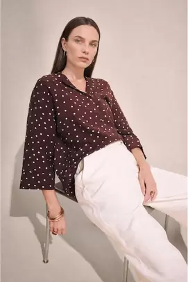 Chemise à pois à manches semi-larges Coupe décontractée