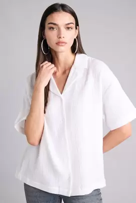 Chemise oversize en mousseline à manches courtes