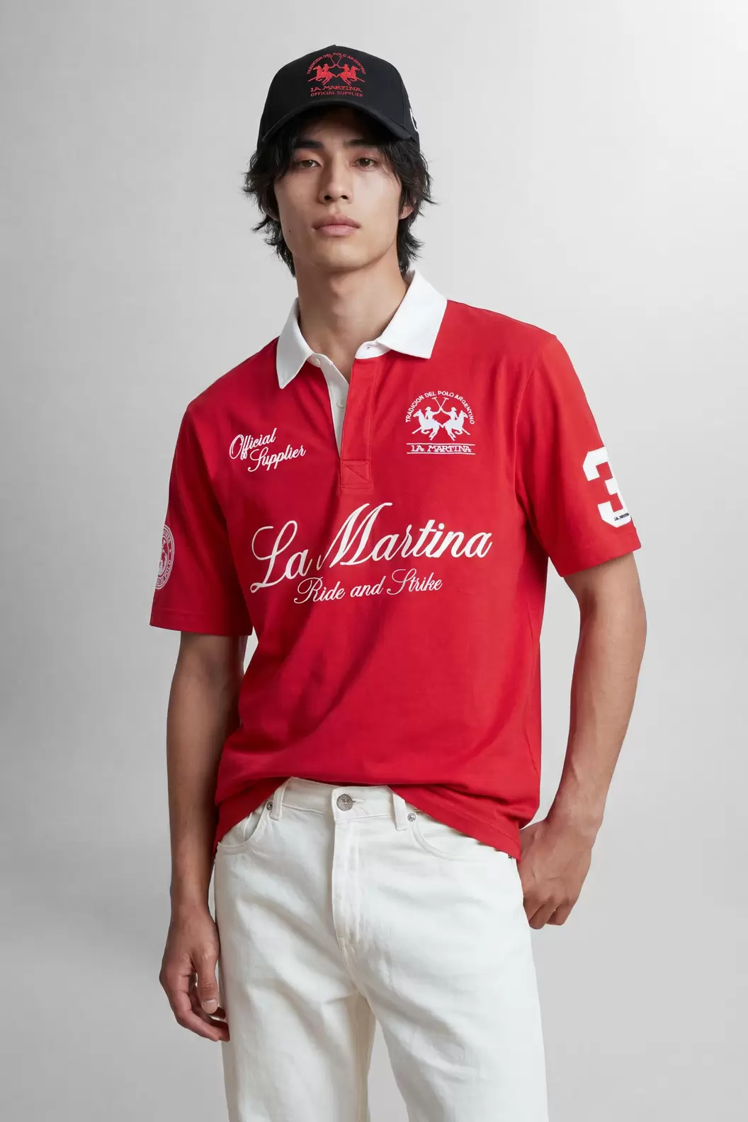 Short-sleeved cotton jersey polo shirt – Limited Edition “Ride and Strike”