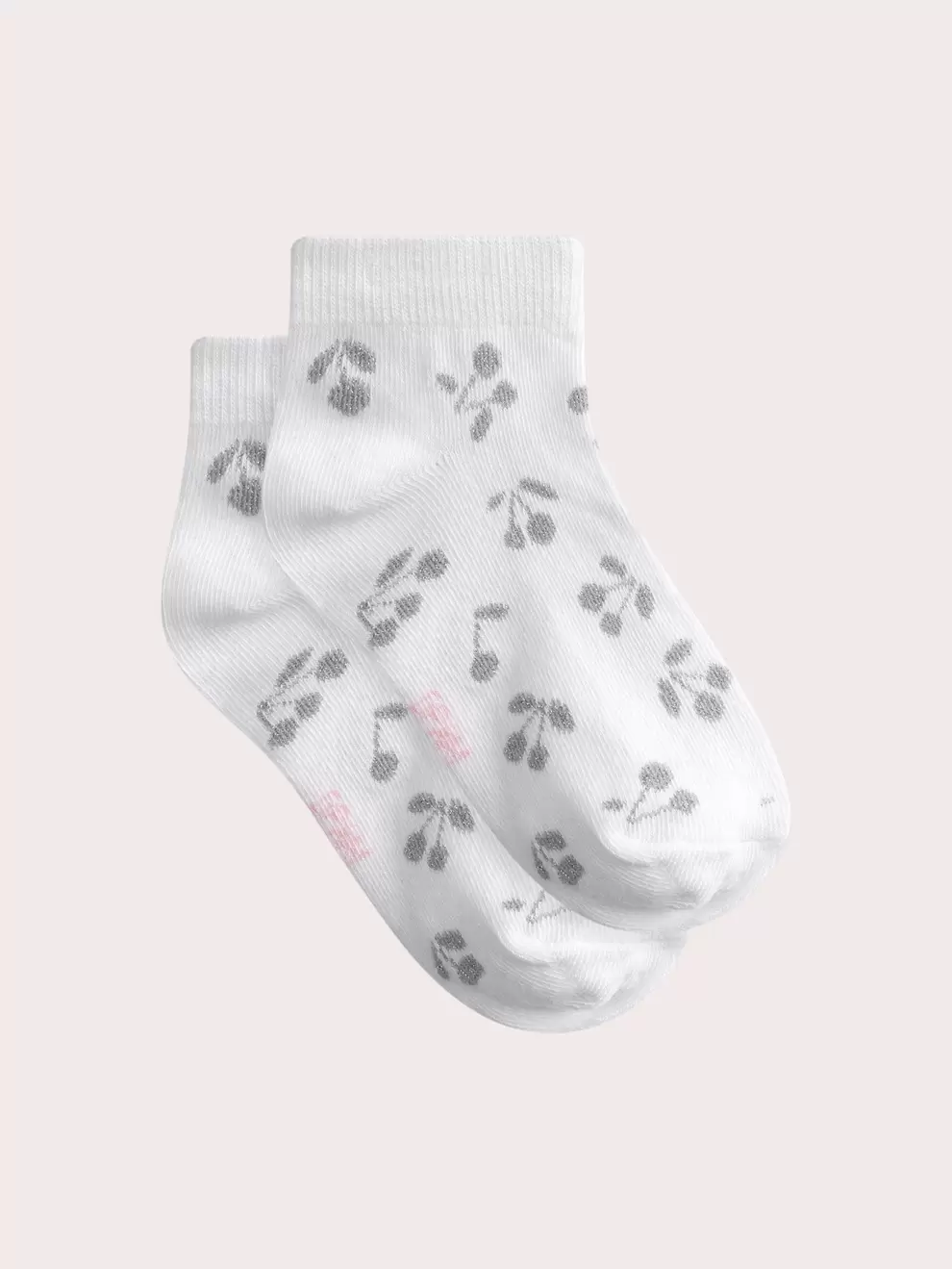 Socquettes écrues à motif cerise pour fille