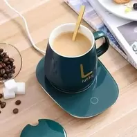 Lucky كوب قهوة من السيراميك مع وسادة تسخين، سخان كهربائي كهربائي للقهوة والحليب والشاي
