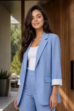 VESTE À REVERS AVEC RAYURES