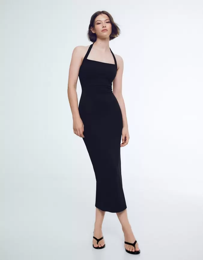 Robe midi à encolure américaine