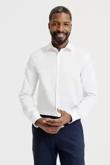 Chemise 100% coton slim sans repassage unie