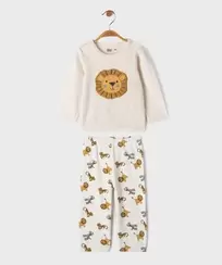 Pyjama 2 pièces en velours motifs félins bébé garçon
