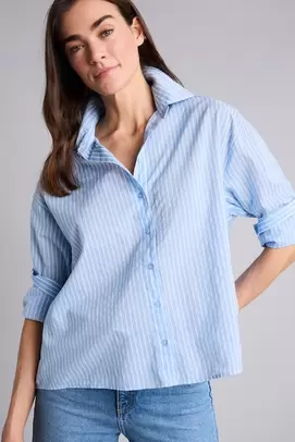 Chemise oversize rayée en voile à manches longues