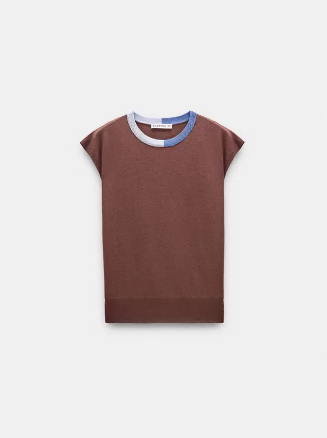 Top en maille à col contrasté