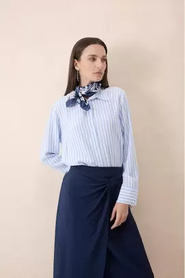 Chemise rayée à manches longues Coupe régulière
